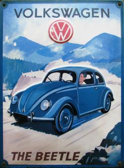 Retro VW Beetle Ad Design - Men and Women's 'Gildan' Slim T-Shirt