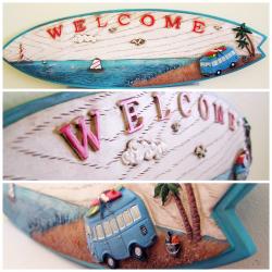 RETRO VW KOMBI SURFBOARD WELCOME SIGN RETRO VW KOMBI SURFBOARD WELCOME SIGN